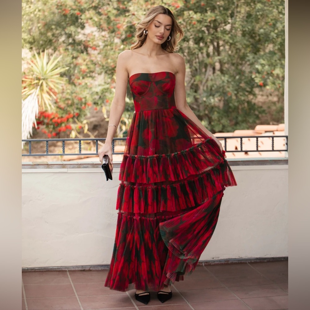 Hutch Isabella Strapless Tiered Tulle Maxi Dress - Picture 7 of 10
